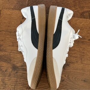 PUMA Indoor Soccer King Shoes Lace Leather Suede Retro Cleat White Black Mens 9